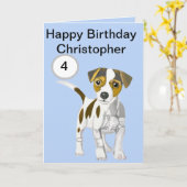 Jack Russell Terrier Puppy Editable Boys age Karte (Gelbe Blume)