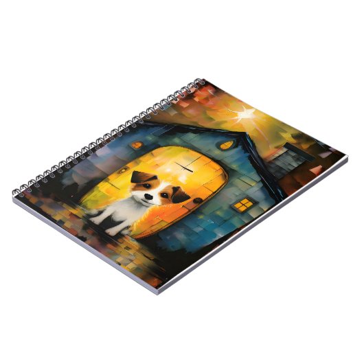 Jack Russell Terrier Puppy in seinem gemütlichen H Notizblock (Linke Seite)