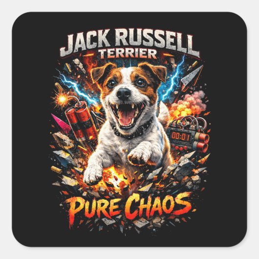 Jack Russell Terrier Quadratischer Aufkleber (Vorderseite)