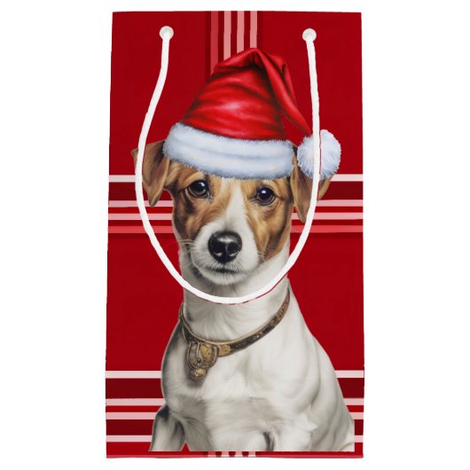 Jack Russell Terrier Red Holiday Kariert Weihnacht Kleine Geschenktüte (Vorderseite)