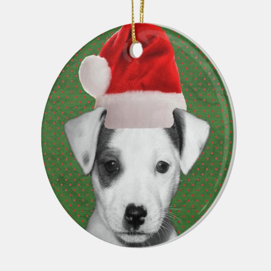 Jack-Russell-Terrier-Sankt-Welpe Keramik Ornament (Links)