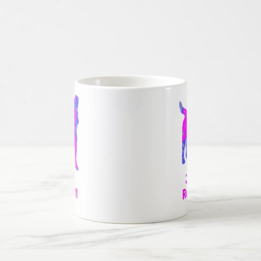 Jack Russell Terrier Silhouette Pink & Blue Kaffeetasse (Mittel)