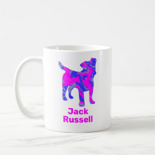 Jack Russell Terrier Silhouette Pink & Blue Kaffeetasse