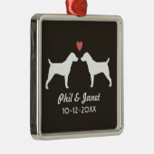 Jack Russell Terrier Silhouetten Hogs Couple Ornament Aus Metall (Rechts)