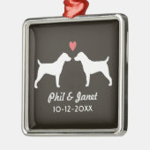 Jack Russell Terrier Silhouetten Hogs Couple Ornament Aus Metall (Links)