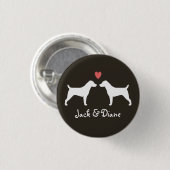 Jack-Russell-Terrier-Silhouetten mit Herzen Button (Vorne & Hinten)
