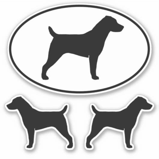 Jack Russell Terrier Silhouetten Vinyl Sticker Set (Vorderseite)