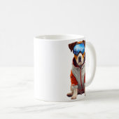 Jack Russell Terrier Ski Dog Art – Cute Winter Dog Kaffeetasse (VorderseiteRechts)