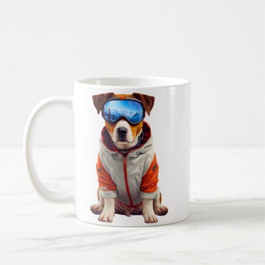 Jack Russell Terrier Ski Dog Art – Cute Winter Dog Kaffeetasse (Links)