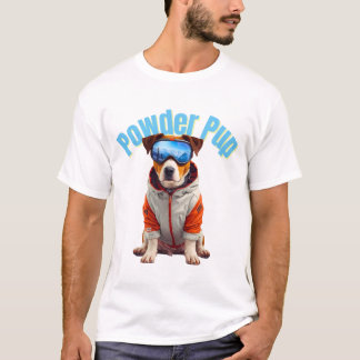 Jack Russell Terrier Skihund im Pulverschnee T-Shirt