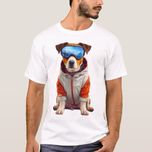 Jack Russell Terrier Skihund Kunst – Süßer Winterh T-Shirt