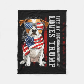 Jack Russell Terrier Sogar mein Hund liebt Trump L Fleecedecke