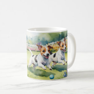 Jack Russell Terrier Spielende Hunde Aquarell Kaffeetasse