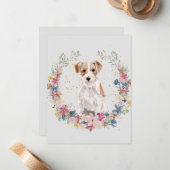 Jack Russell Terrier Spring Flowers Monogram Mitteilungskarte (Vorderseite/Rückseite Beispiel)
