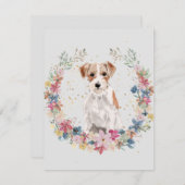 Jack Russell Terrier Spring Flowers Monogram Mitteilungskarte (Vorne/Hinten)