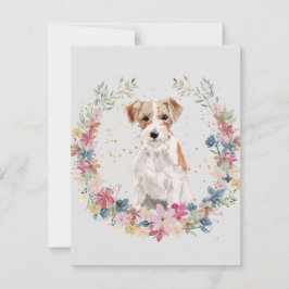 Jack Russell Terrier Spring Flowers Monogram Mitteilungskarte