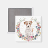 Jack Russell Terrier Spring Flowers Wreath Magnet (Vorderseite/Rückseite)