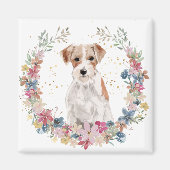 Jack Russell Terrier Spring Flowers Wreath Magnet (Vorne)