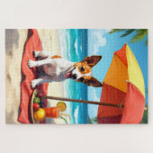 Jack Russell Terrier Strand Szene Puzzle (Horizontal)