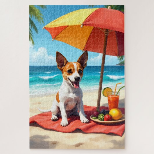 Jack Russell Terrier Strand Szene Puzzle (Vertikal)