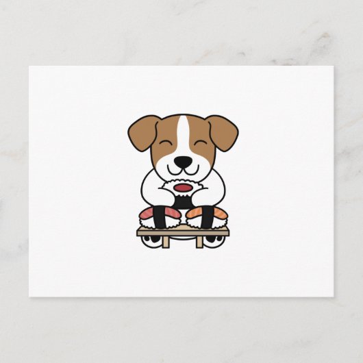 Jack Russell Terrier Sushi Lover Postkarte (Vorderseite)