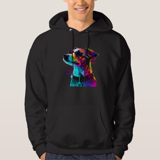 Jack Russell Terrier Synthwave  1 Hoodie (Vorderseite)