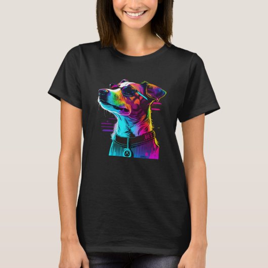 Jack Russell Terrier Synthwave 1 T-Shirt (Vorderseite)