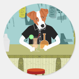 Jack Russell Terrier Tiki Bar Runder Aufkleber