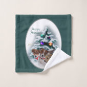 Jack Russell Terrier Trio Weihnachten Badhandtuch Set (Waschlappen)