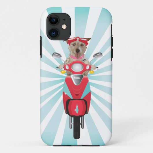 Jack Russell Terrier über Red Moped Case-Mate iPhone Hülle (Rückseite)