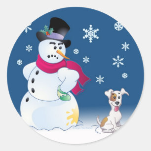 Jack Russell Terrier und Snowman Sticker
