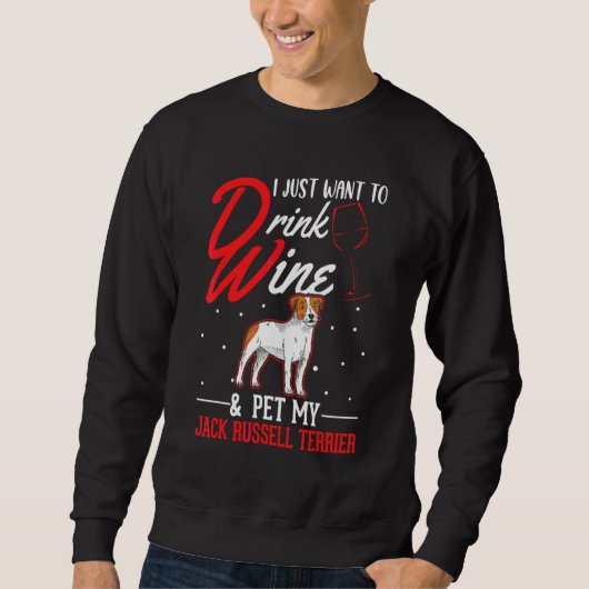 Jack Russell Terrier und Wein Sweatshirt (Vorderseite)