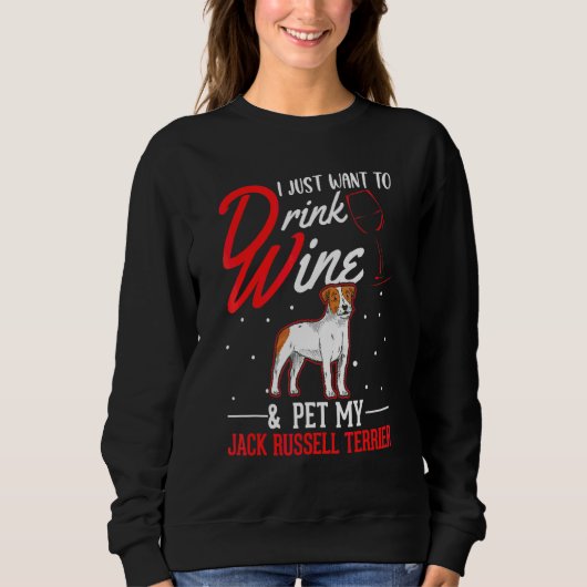 Jack Russell Terrier und Wein Sweatshirt (Vorderseite)
