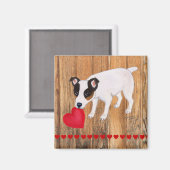 Jack Russell Terrier Valentine Wood Magnet (Vorderseite/Rückseite)