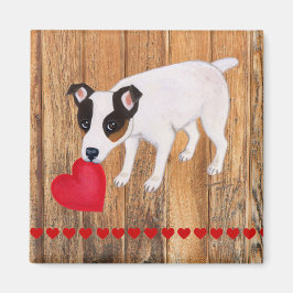 Jack Russell Terrier Valentine Wood Magnet