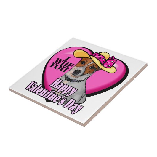 Jack Russell Terrier Valentine's Day Fliese (Seite)