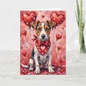 Jack Russell Terrier Valentinstag Hund sitzend Karte (Vorderseite)