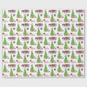 Jack Russell Terrier, Vogel und Weihnachtsbaum Geschenkpapier (Flach)