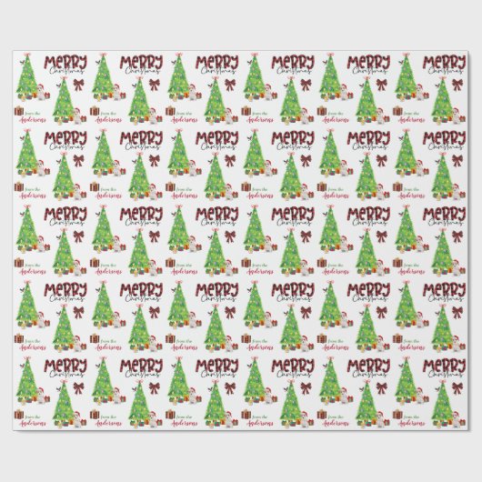 Jack Russell Terrier, Vogel und Weihnachtsbaum Geschenkpapier (Flach)