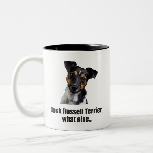 Jack Russell Terrier, was sonst... Zweifarbige Tasse (Links)