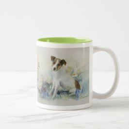 Jack Russell Terrier Watercolor Dog Painting Zweifarbige Tasse