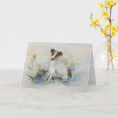Jack Russell Terrier Watercolor Hundekarte Karte (Gelbe Blume)