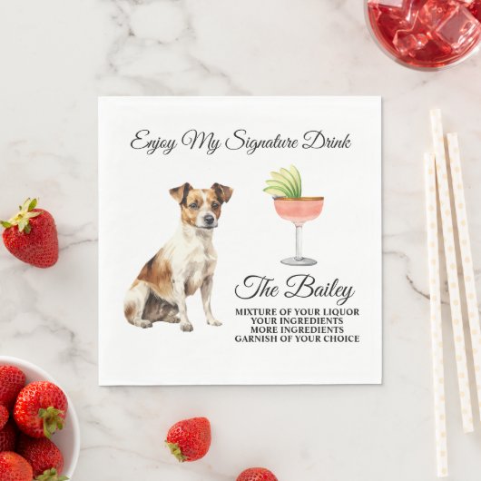 Jack Russell Terrier Wedding Signature Drink Napki Serviette (Beispiel)