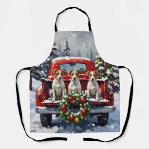 Jack Russell Terrier Weihnachten Rotes Lastwagen F Schürze