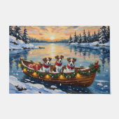 Jack Russell Terrier Weihnachtsboot Urlaub Fußmatte (Vorderseite)