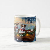 Jack Russell Terrier Weihnachtsboot Urlaub Kaffeetasse (VorderseiteRechts)