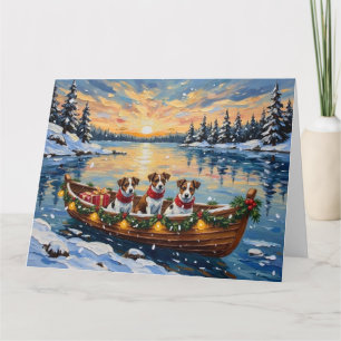 Jack Russell Terrier Weihnachtsboot Urlaub Karte
