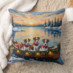 Jack Russell Terrier Weihnachtsboot Urlaub Kissen