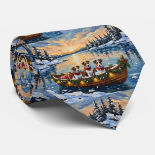 Jack Russell Terrier Weihnachtsboot Urlaub Krawatte