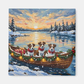 Jack Russell Terrier Weihnachtsboot Urlaub Magnet (Vorne)